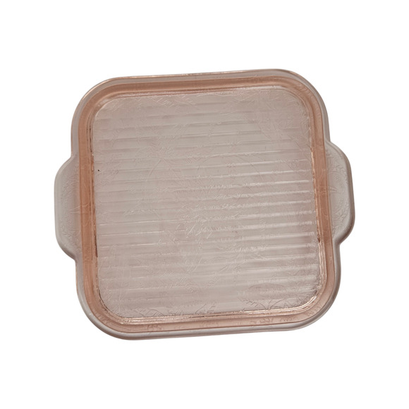 Vintage Pink Depression Glass Dogwood Pattern 6.5" Square Tray Plate - Picture 3 of 4